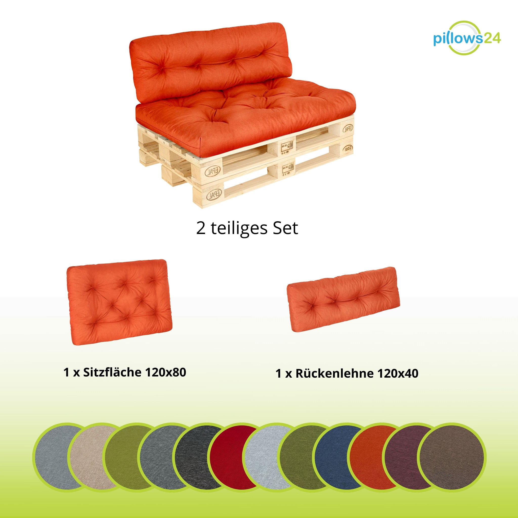 CALIFORNIA Palettenkissen 2teiliges Set + UV-beständig