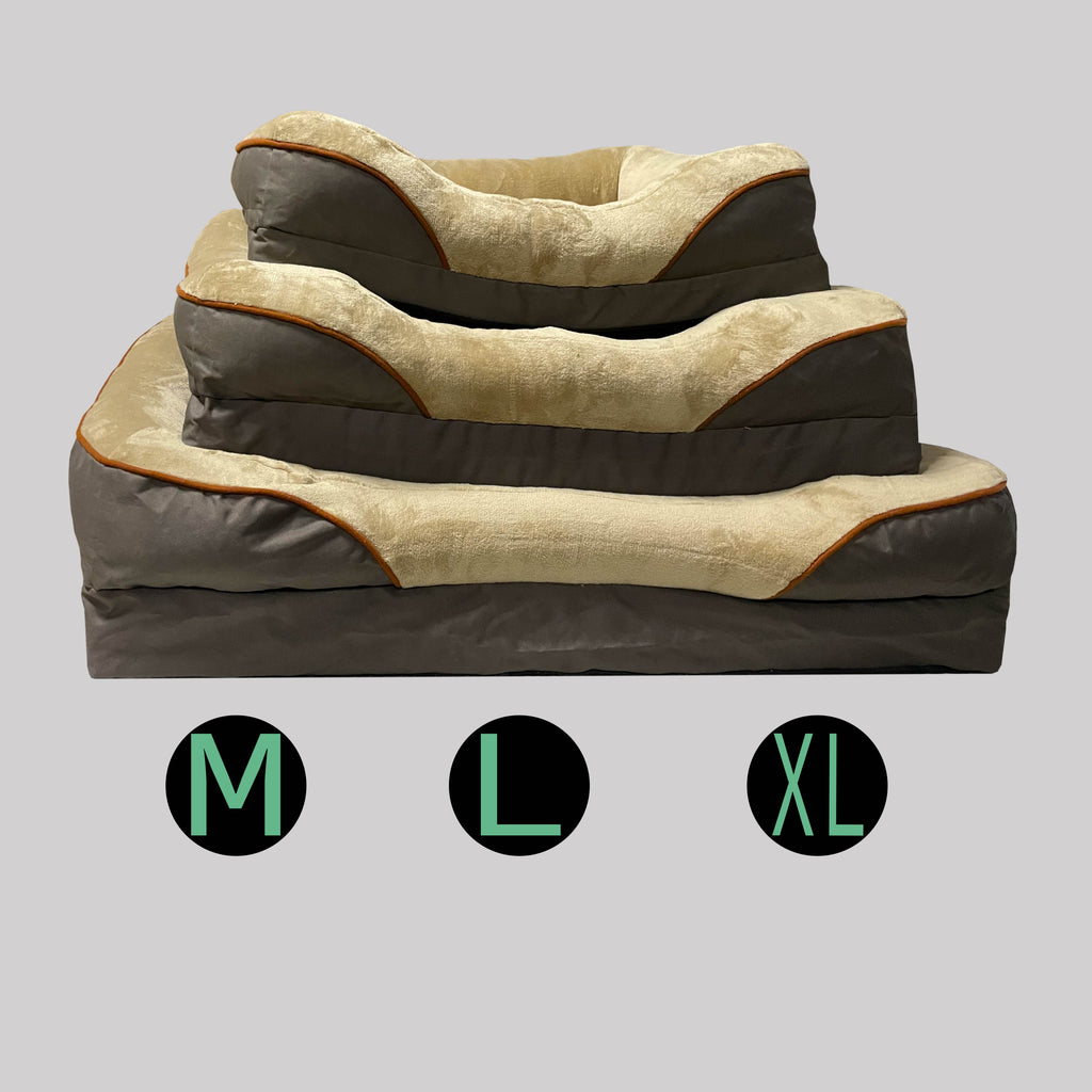 Magic Dog Hundebett mit orthopädischer Memory-Foam-Matratze, Flauschiger Bezug aus Plüsch, in Größen erhältlich, Hundekissen für kleine, mittelgroße und große Hunde, waschbarer Bezug, rutschfest - Pillows24