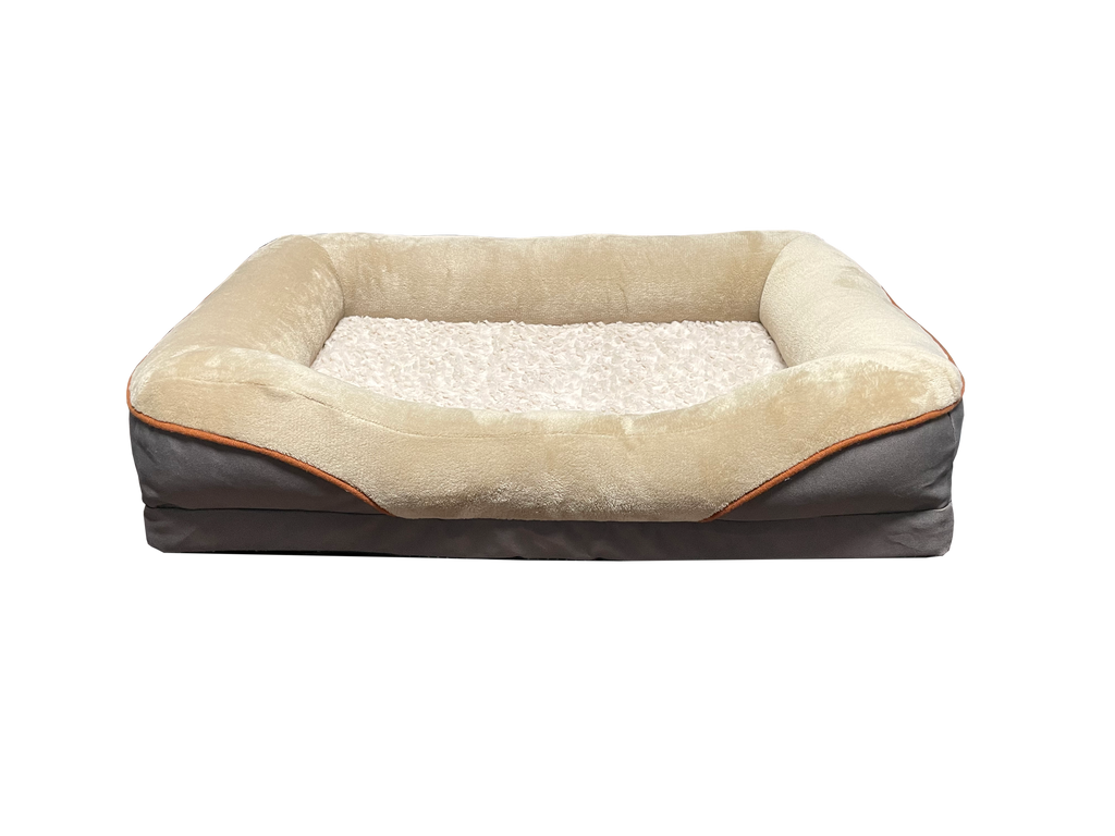 Magic Dog Hundebett mit orthopädischer Memory-Foam-Matratze, Flauschiger Bezug aus Plüsch, in Größen erhältlich, Hundekissen für kleine, mittelgroße und große Hunde, waschbarer Bezug, rutschfest - Pillows24